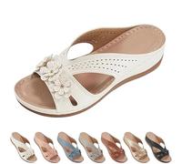 2025 New Summer Sandals for Women Slip On Dressy Summer Comfortable Slides Sandals Lightweight Memory Foam Platform Shoes (White,37)