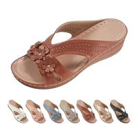 2025 New Summer Sandals for Women Slip On Dressy Summer Comfortable Slides Sandals Lightweight Memory Foam Platform Shoes (Brown,37)