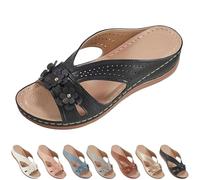 2025 New Summer Sandals for Women Slip On Dressy Summer Comfortable Slides Sandals Lightweight Memory Foam Platform Shoes (Black,43)
