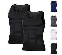 2025 New Tank Top Men, Tank 2.0 Mens Big and Tall, Men's Compression Body Shaper Vest (2Pcs-B,XL)