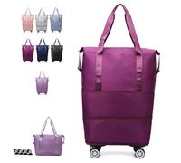 2025 New Travel Bag with Wheels,Expandable Foldable Duffle Bag, Large Capacity with Wheels,Universal Wheel Removable Duffle (Red)