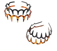2025 New U Shape Fashion Tooth Hair Comb Headband, High Cranium Head Bands for Women's Hair, Reversible Korean Headbands with Teeth for Teen Girls Gifts (2 Black+ 2 Amber)
