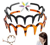 2025 New U-Shape Fashion Tooth Hair Comb Headband, High Cranium Plastic Hairband with Zigzag Teeth, Non-Slip Wavy Headband, for Face Washing Skin Care Makeup Everyday Use (2PCS-C)