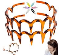 2025 New U-Shape Fashion Tooth Hair Comb Headband, High Cranium Plastic Hairband with Zigzag Teeth, Non-Slip Wavy Headband, for Face Washing Skin Care Makeup Everyday Use (2PCS-B)