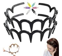 2025 New U-Shape Fashion Tooth Hair Comb Headband, High Cranium Plastic Hairband with Zigzag Teeth, Non-Slip Wavy Headband, for Face Washing Skin Care Makeup Everyday Use (2PCS-A)