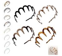 2025 New U Shape Fashion Tooth Hair Comb Headband, Tortoise Shell Headband with Teeth, High Cranium Head Bands, Zig Zag Headbands for Women, Girls Hair Accessory Styling (4pcs-1)