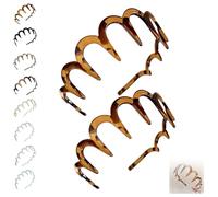 2025 New U Shape Fashion Tooth Hair Comb Headband, Tortoise Shell Headband with Teeth, High Cranium Head Bands, Zig Zag Headbands for Women, Girls Hair Accessory Styling (2pcs-1)
