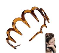 2025 New U Shape Fashion Tooth Hair Comb Headband, U Shape Fashion Tooth Hair Comb Headband,High Cranium Head Bands for Women's Hairs,Non-Slip Plastic Teeth, Fluffy Top (Amber)