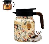 2025 New Vintage Floral Pattern Tea, Stainless Steel Vintage Floral Pattern Tea-Built-In Infuser, Stainless Steel Thermal Carafe With Lid For Home Office (A,1000ML.)