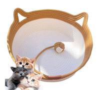 2025 New Virelapets Woven Rope Cat Basket, Handmade Natural Cotton Pet Bed with Ball Toy, 13”/16”/18” Cozy Durable Furniture Protector for All Cats (Brown,M)