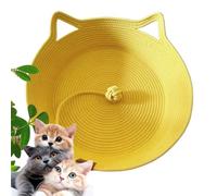 2025 New Virelapets Woven Rope Cat Basket, Handmade Natural Cotton Pet Bed with Ball Toy, 13”/16”/18” Cozy Durable Furniture Protector for All Cats (Yellow,S)