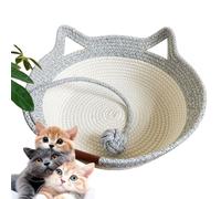 2025 New Virelapets Woven Rope Cat Basket, Handmade Natural Cotton Pet Bed with Ball Toy, 13”/16”/18” Cozy Durable Furniture Protector for All Cats (Gray,M)