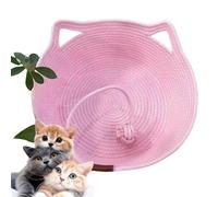 2025 New Virelapets Woven Rope Cat Basket, Handmade Natural Cotton Pet Bed with Ball Toy, 13”/16”/18” Cozy Durable Furniture Protector for All Cats (Pink,M)