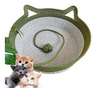 2025 New Virelapets Woven Rope Cat Basket, Handmade Natural Cotton Pet Bed with Ball Toy, 13”/16”/18” Cozy Durable Furniture Protector for All Cats (Green,M)