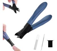 2025 New Wide Jaw Opening Anti-Splash Slanted Nail Clipper, Curved Toenail Clippers for Thick Toenails, Fingernail Ingrown Slanted Nail Clippers for Seniors Men Women (Blue)