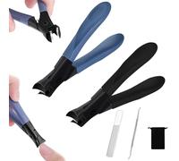 2025 New Wide Jaw Opening Anti-Splash Slanted Nail Clipper, Curved Toenail Clippers for Thick Toenails, Fingernail Ingrown Slanted Nail Clippers for Seniors Men Women (Black+Blue)