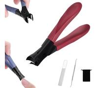 2025 New Wide Jaw Opening Anti-Splash Slanted Nail Clipper, Curved Toenail Clippers for Thick Toenails, Fingernail Ingrown Slanted Nail Clippers for Seniors Men Women (Red)