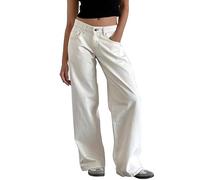 2025 New Women Low Rise Baggy Jeans Y2k Baggy Jeans Loose Fit Boyfriend Straight Wide Leg Denim Pants Y2K Streetwear (12,M)