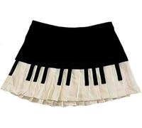 2025 New Women Piano Mini Skirts Y2k Harajuku Dark Coquette Aesthetic Grunge Black White Spliced Short Skirt (A,S)
