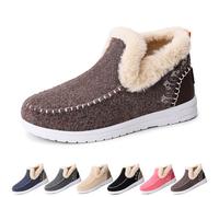 2025 New Women's Winter Plush Lined Flat Shoes Comfy Orthopedic Arch Support Outdoor Walking Shoes Classic Non-Slip Ankle Snow Boots (Brown,40)
