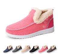 2025 New Women's Winter Plush Lined Flat Shoes Comfy Orthopedic Arch Support Outdoor Walking Shoes Classic Non-Slip Ankle Snow Boots (Pink,41)