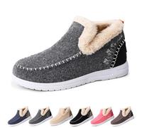 2025 New Women's Winter Plush Lined Flat Shoes Comfy Orthopedic Arch Support Outdoor Walking Shoes Classic Non-Slip Ankle Snow Boots (Gray,44)