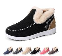 2025 New Women's Winter Plush Lined Flat Shoes Comfy Orthopedic Arch Support Outdoor Walking Shoes Classic Non-Slip Ankle Snow Boots (Black,39)