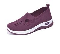 2025 New Women's Woven Orthopedic Breathable Soft Shoes Go Walking Slip on Foam Shoes Hands Free Slip in Sneakers Arch Support (I,37)