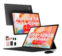 2025 Newest Tablet 10 Pulgadas Android 14, 22(6+16)GB+128GB ROM/TF 2TB, 8000mAh, Control Parental, 8-Cores, GPS, Face ID, Widevine L1, BT5.0, 8MP+5MP, WIFI 6, Tablet con Funda Teclado+Ratón-Negro