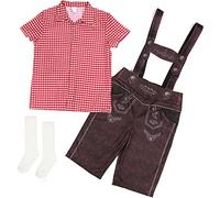 2025 Niños Niño Bebé Niña Verano Estampado Algodón El Oktoberfest Camisa Manga Corta Pantalones Faldas Calcetines Trajes Ropa de Lluvia Conjunto de Ropa Niños, rojo, 2-4 años