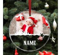 2025 Nuestro Primer Adorno Navideño - Personalizados Cristal Adornos Navideños con Foto, Decoración Colgante de Árbol de Navidad, Regalo Personalizado de Navidad para Familia, Pareja, Niños