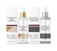 2025 nueva ampolla exfoliante de arroz negro blanco para la cara, pelar suavemente, hidratar profundamente con suero minimizante de poros, exfoliante de arroz que brilla a disparo, tratamiento de