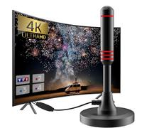 2025 Nueva Antena de TV Interior Potente TNT, 500 KM de largo alcance y antena de TV interior de 360 °, para 1080P 4K Canales de TV gratis - 5 m de cable coaxial y con base magnética