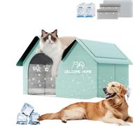 2025 Nueva casa de aire acondicionador para gatos, casa para perros con ac, casa plegable de refrigeración para mascotas con acondicionador de aire, 10 paquetes de hielo, para perros pequeños y gatos