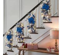 2025 Nueva corona de lágrimas de Navidad para colgar en la escalera, corona realista para decoración navideña, corona de Navidad artificial para puertas de entrada, barandillas, paredes, 1 pieza