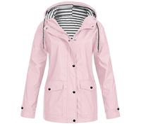 2025 Nueva sudadera con capucha para mujer, impermeable impermeable, bolsillos sólidos, chaqueta con cremallera, entrenamiento, chaqueta impermeable a prueba de viento para exteriores, Rosa., XL