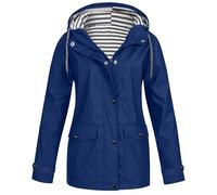 2025 Nueva sudadera con capucha para mujer, impermeable impermeable, bolsillos sólidos, chaqueta con cremallera, entrenamiento, chaqueta impermeable a prueba de viento para exteriores, azul, L