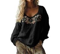 2025 nuevas camisetas de fantasía para mujer, camiseta de manga larga para mujer Oversize, camiseta estampada floral superior bohemio casual ropa al aire libre camiseta XXXXXL camiseta de gran tamaño