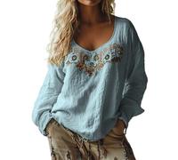 2025 nuevas camisetas de fantasía para mujer, camiseta de manga larga para mujer Oversize, camiseta estampada floral superior bohemio casual ropa al aire libre camiseta XXXXXL camiseta de gran tamaño