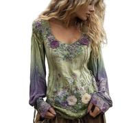 2025 nuevas camisetas de fantasía para mujer, camiseta de mujer de gran tamaño, camiseta estampada floral Top Chic manga larga ropa personalizada Loungewear Fluido camiseta cuello redondo T-Shirt