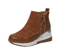 2025 Nuevo Botas de cuña Mujer Modeuse Botín Cierre de cremallera Bota Punta redonda Bota Casual Elegante Color Zapato Montar Bota de Nieve Bota Botines Mujer Invierno Chic, marrón, 42 EU