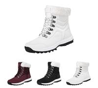 2025 Nuevo Botín Antiderapante Mujer Invierno, Botas Plataforma Mitad Mollet Para Mujer Punta Redonda, Botines Con Cordones Bota Antideslizante Bota De Bota De Cabello Zapato Color Sólido Bota, Negro