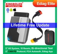 2025 Nuevo KINGBOLEN Ediag Elite Herramientas de diagnóstico de automóviles en español gratuitas de por vida Todos los sistemas 15 reinicios Prueba bidireccional Escáner automático OBD2 with 0.36m Cab