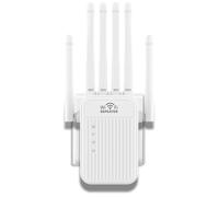 2025 Nuevo repetidor WiFi,Amplificador de señal WiFi,6 Antenas,2 Puertos LAN,Cobertura Total de 360°,Admite el Modo Repetidor/Router/Ap,para Oficinas Y hogares (Blanco)