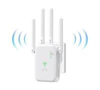 2025 Nuevo Repetidor WiFi, Amplificador Extensor WiFi con 2 Puertos ethernet, 4 Antenas, Modo Repetidor/Router/Ap, Extensor WiFi para Casa/Oficina, fácil instalación acción