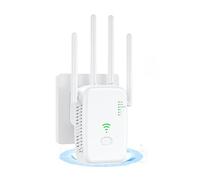 2025 Nuevo Repetidor WiFi, Amplificador Extensor WiFi con 2 Puertos ethernet, 4 Antenas, Modo Repetidor/Router/Ap, Extensor WiFi para Casa/Oficina, fácil instalación acción