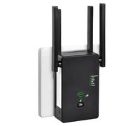 2025 Nuevo Repetidor WiFi, Amplificador Señal WiFi 1200Mbps Doble Banda 5GHz y 2.4GHz Amplificador WiFi, Extensor WiFi con 2 Puertos ethernet, 4 Antenas, Modo Repetidor/Router/Ap (Negro)