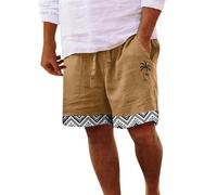 2025 Pantalones Cortos Hombre De Lino Verano Clásico Deporte Short Loose Transpirable Monocolor Shorts De Playa con Cordones Deportes De Dormir Pantalones Cortos De Playa
