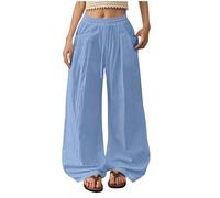 2025 Pantalones Mujer,Cintura Elasticos con Cordón Pantalon Chandal Mujer con Bolsillos Moda Holgados Color Sólido Pantalón Deporte de Pernera Ancha con Bolsillos Ligeros Cómodo Jogging Sweatpant