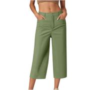 2025 Pantalones Mujer Verano Mis Pedidos Anchos Suelto Rectos Cintura Alta Pantalon 3/4 de Vestir Casual Ligeros Pantalón Chino Cómodos Frescos Oficina Pantalones de Traje con Bolsillos